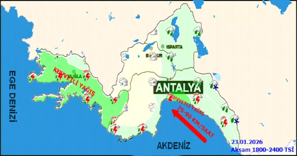 Antalya Körfezi İçin Kuvvetli Yağış Uyarısı