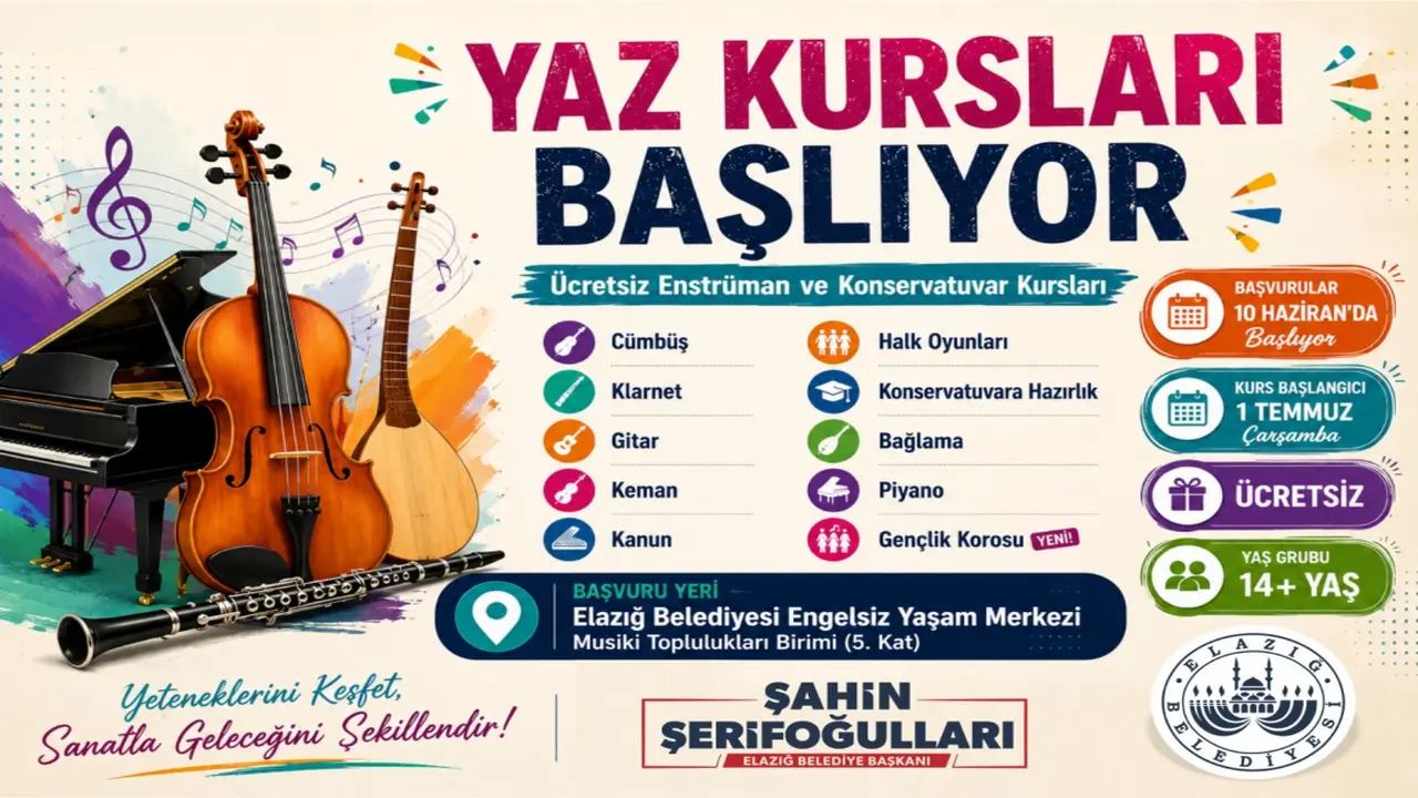 Elazığ Belediyesi’nden Öğrencilere Yaz Hediyesi: Ücretsiz Kurslar Başlıyor