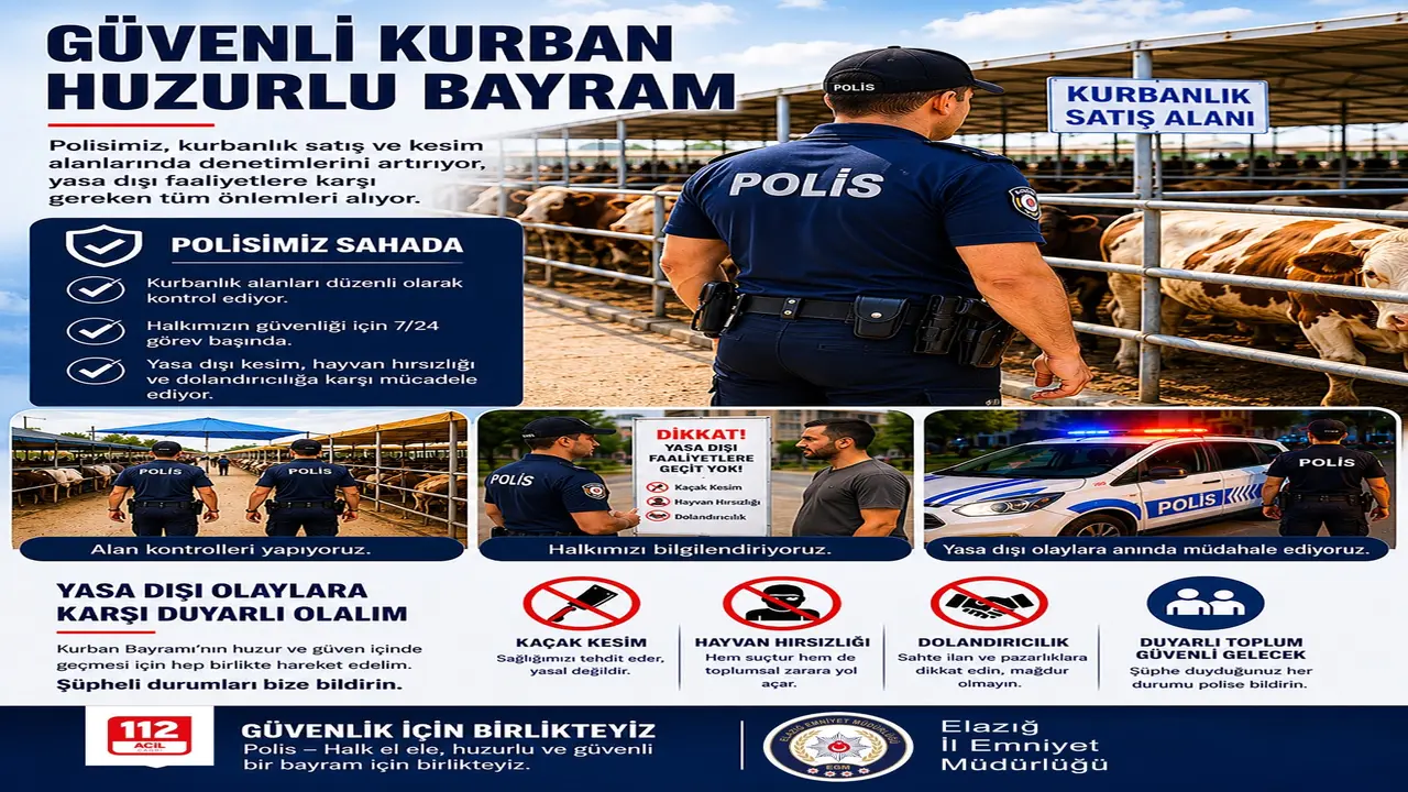 Elazığ Emniyeti’nden Kurban Bayramı İçin Güvenlik Uyarısı