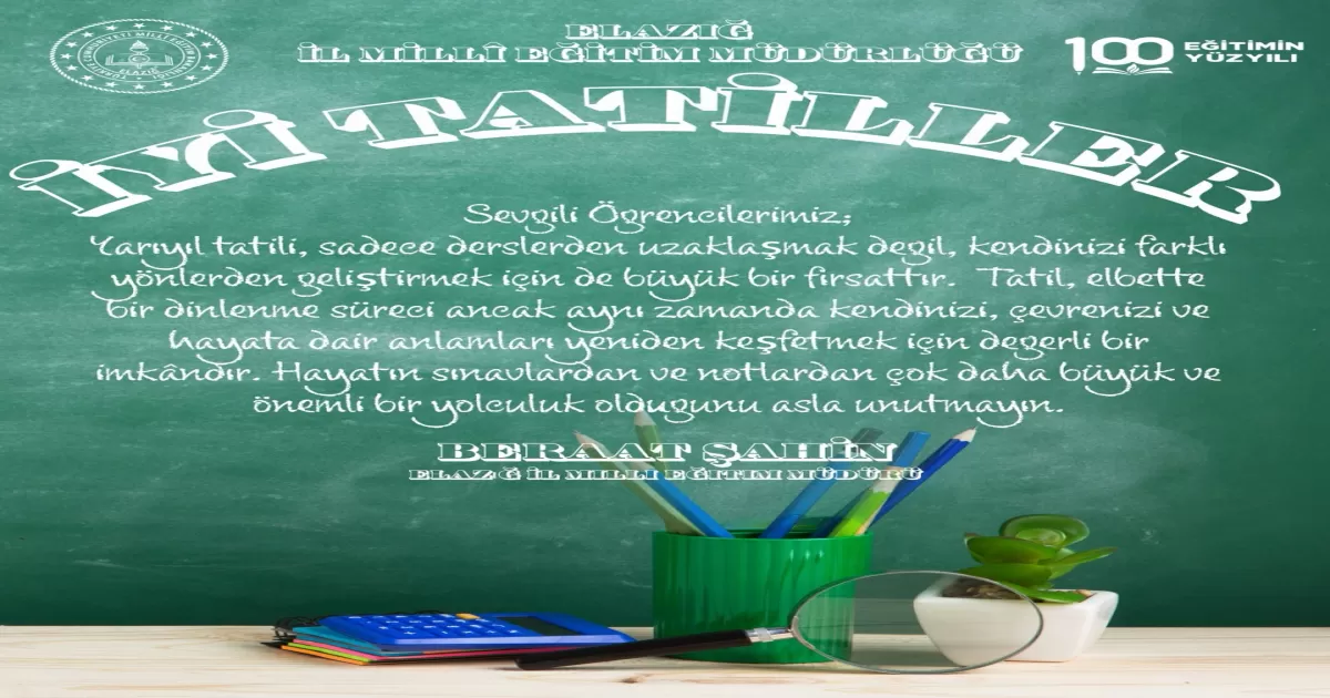 Elazığ İl Milli Eğitim Müdürlüğünden Karne Mesajı