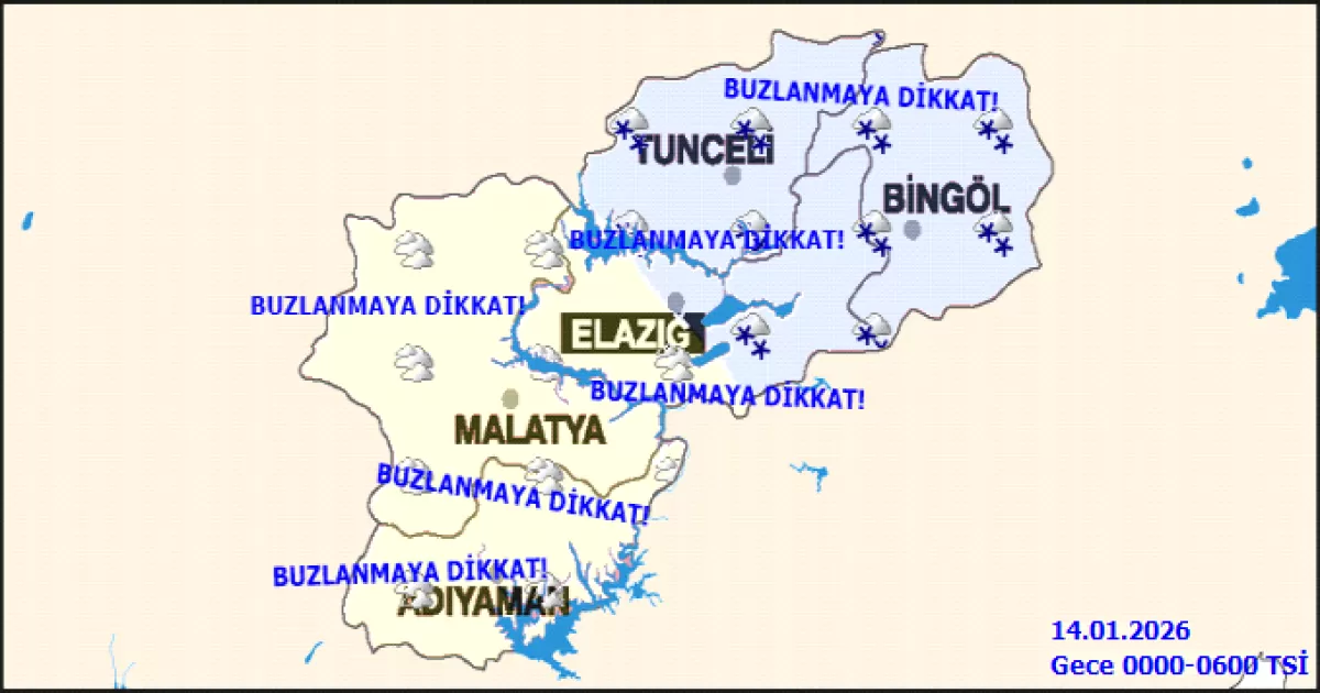Meteoroloji’den Elazığ ve Çevresine Don ve Buzlanma Uyarısı