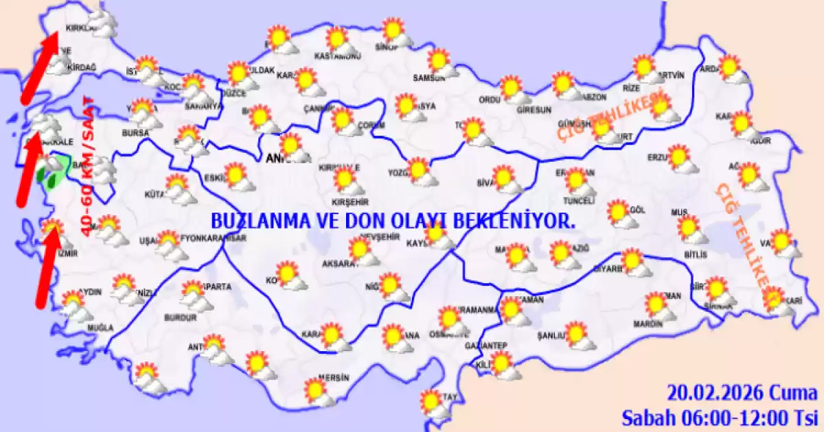 Meteoroloji Genel Müdürlüğü Uyardı: Batıda Yağış, Doğuda Don ve Çığ Riski